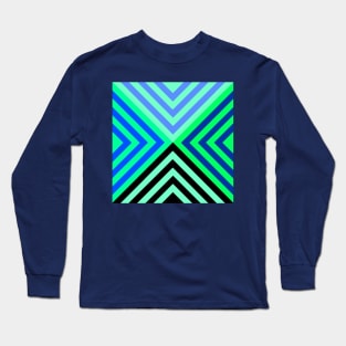 Black and Blue Green Triangular Long Sleeve T-Shirt